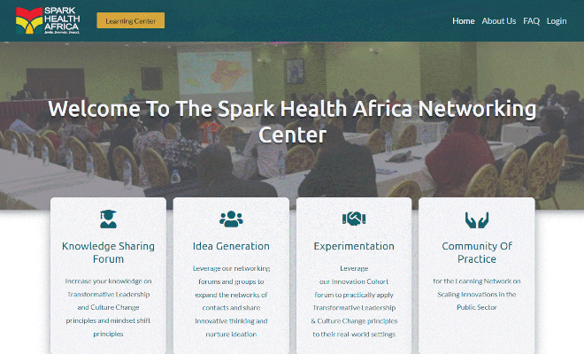 Screenshot of Networking Spark Health Africa website